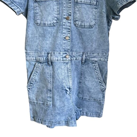 Gap Acid Wash Puff Sleeve Denim Romper - Picture 4 of 10